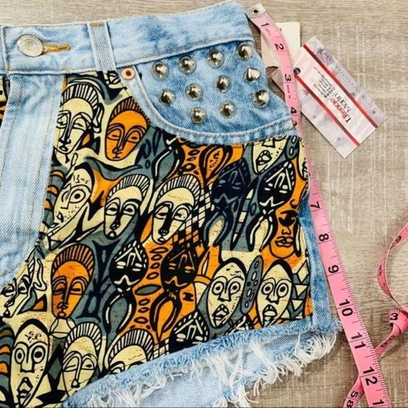 Upcycled Custom Designed Studded Cut Off Shorts Size 6 - Picture 10 of 10